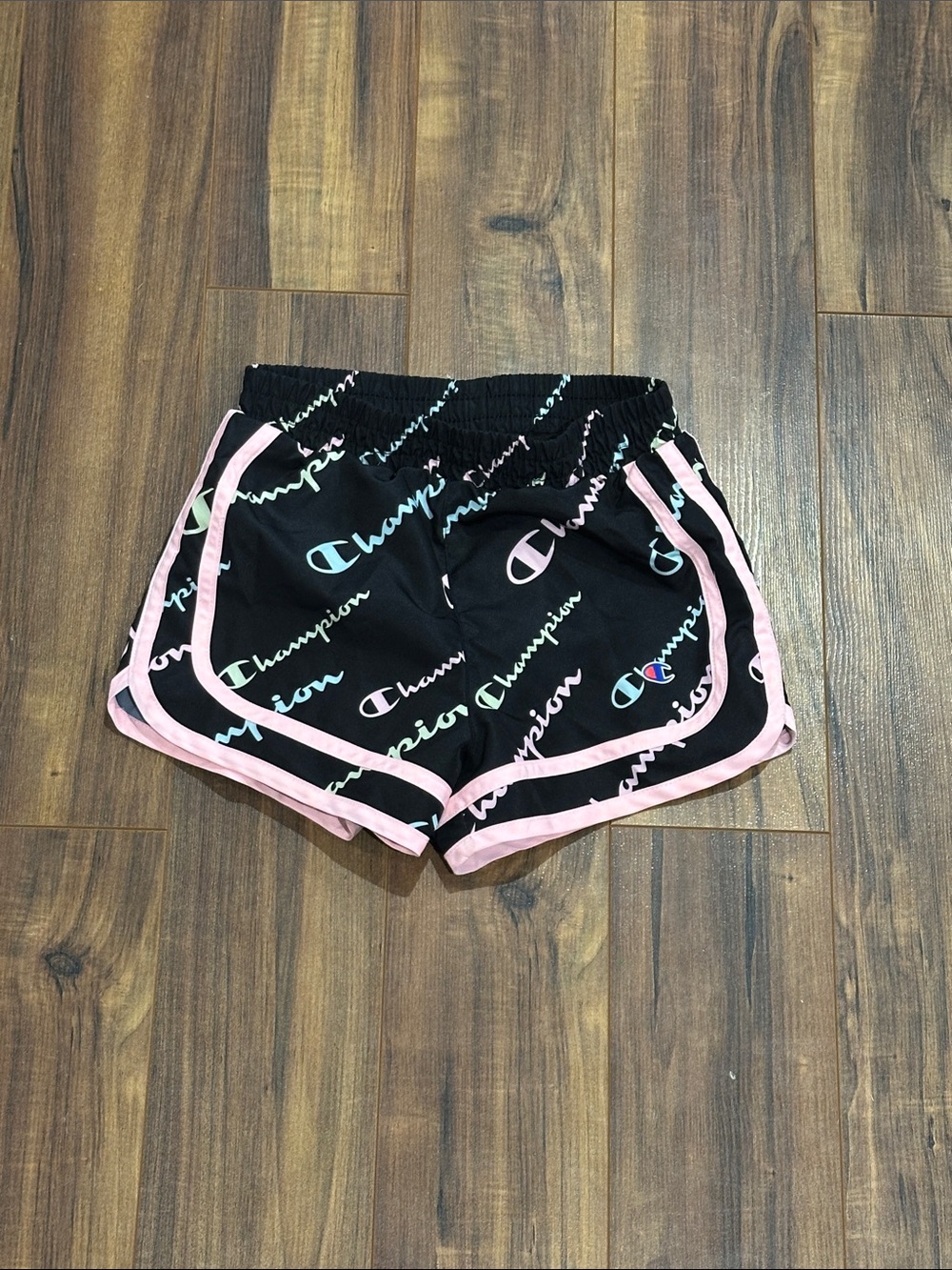 Champion Girl’s Black Athletic Shorts with Pink Trim